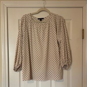 Banana Republic Cream and Black Polka Dot Blouse